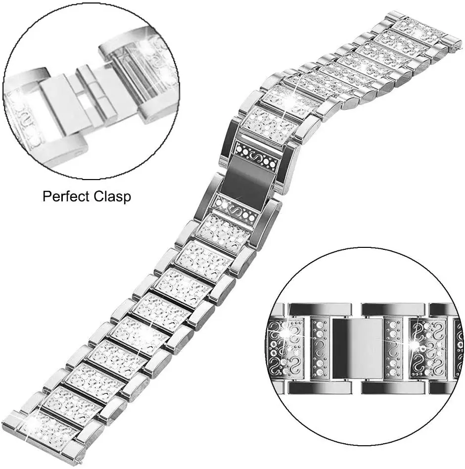 20mm 22mm Band for Samsung Galaxy Watch 4/5/6/Classic/Pro 40 44mm Diamond Stainless steel bracelet correa Huawei GT 2e/3/4 strap