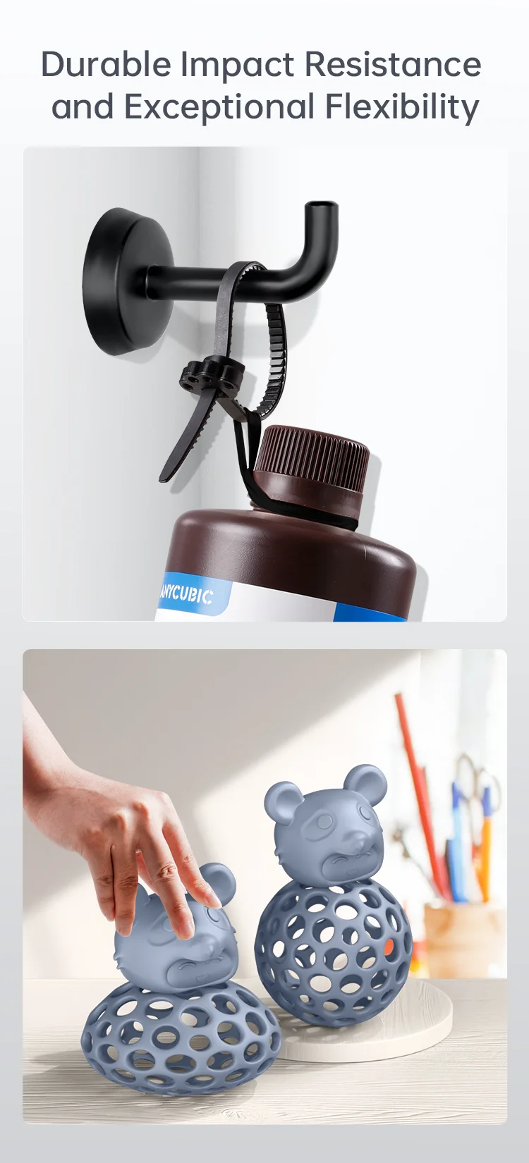 ANYCUBIC Tough Resin Ultra Strong Impact Resistance Flexible with Excellent Rebound Low-Odor For Photon Mono 2 LCD Printers
