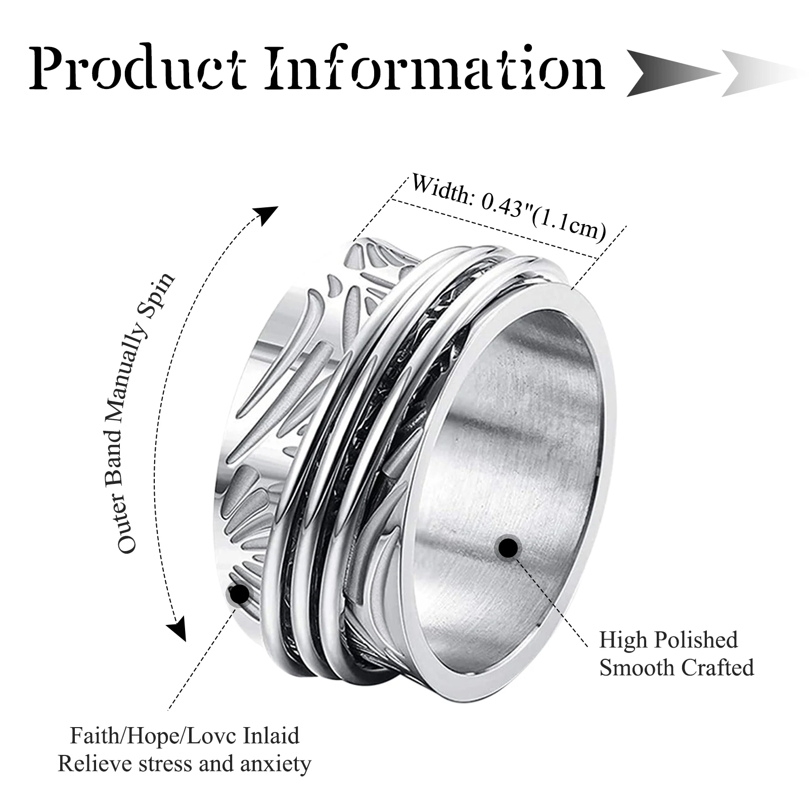 BONISKISS Stainless Steel Couple Rings Engraved Wedding Ring Hand Jewelry Superior Valentine's Day Engagement Anniversary Gift