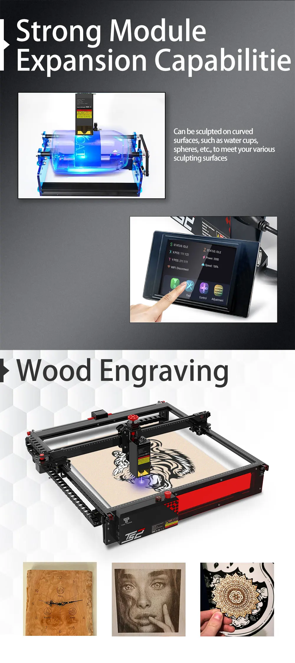 Twotrees TS2 20W Laser Engraver 450X450mm XY Axis Limit Switch Laser Engraving Machine Compressed Spot Technology Cutter Machine