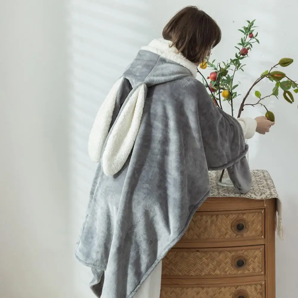 Blanket Hoodie For Women Bunny Ear Blanket Cloak Soft Breathable Bunny Ear Blanket Hooded Cloak For Women Birthday Gift