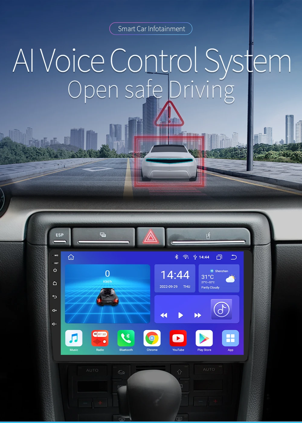 Hizpo AI Voice Radio For Audi A4 2000-2009 S4 B6 B7 RS4 Seat Exeo RS4 Car Multimedia GPS 2din Wireless CarPlay Android Auto 7862