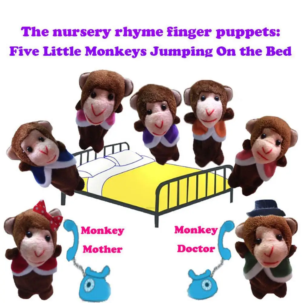 Monkey Finger Puppets 7Pcs Finger Puppet Toys Funny Finger Puppet Set Story Time Learning Aid For School Role Playing Party