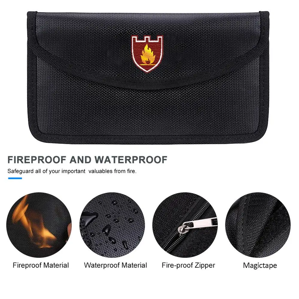Fireproof Waterproof Document Envelope File Folder Cash Pouch Portable Fireproof Money Bag Safe Bag For Home