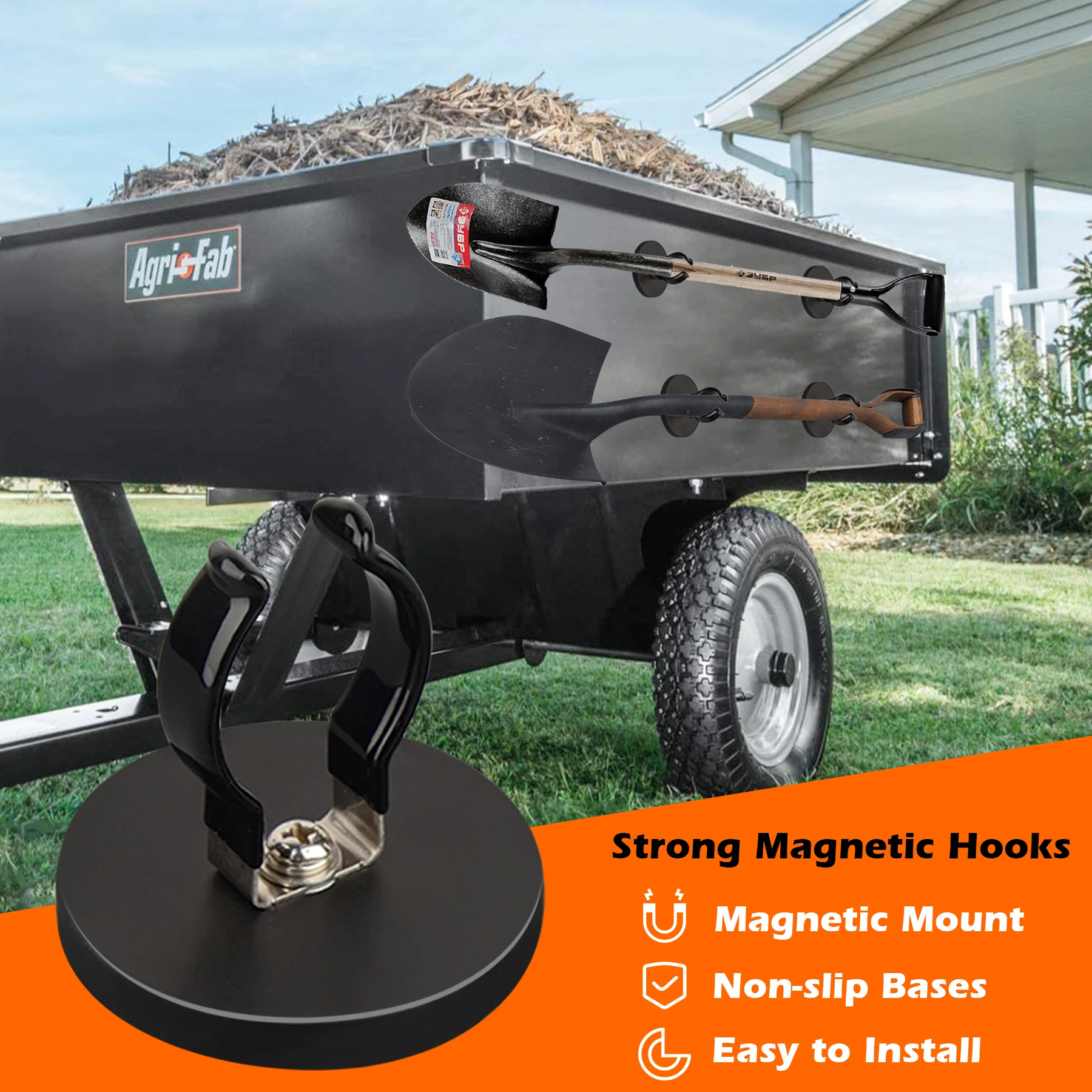2Pack Non-Slip Magnetic Mount Heavy Duty Hooks for Flashlight Holder,Large Opening Strong Magnets Flexible Clamps for Garage Gar