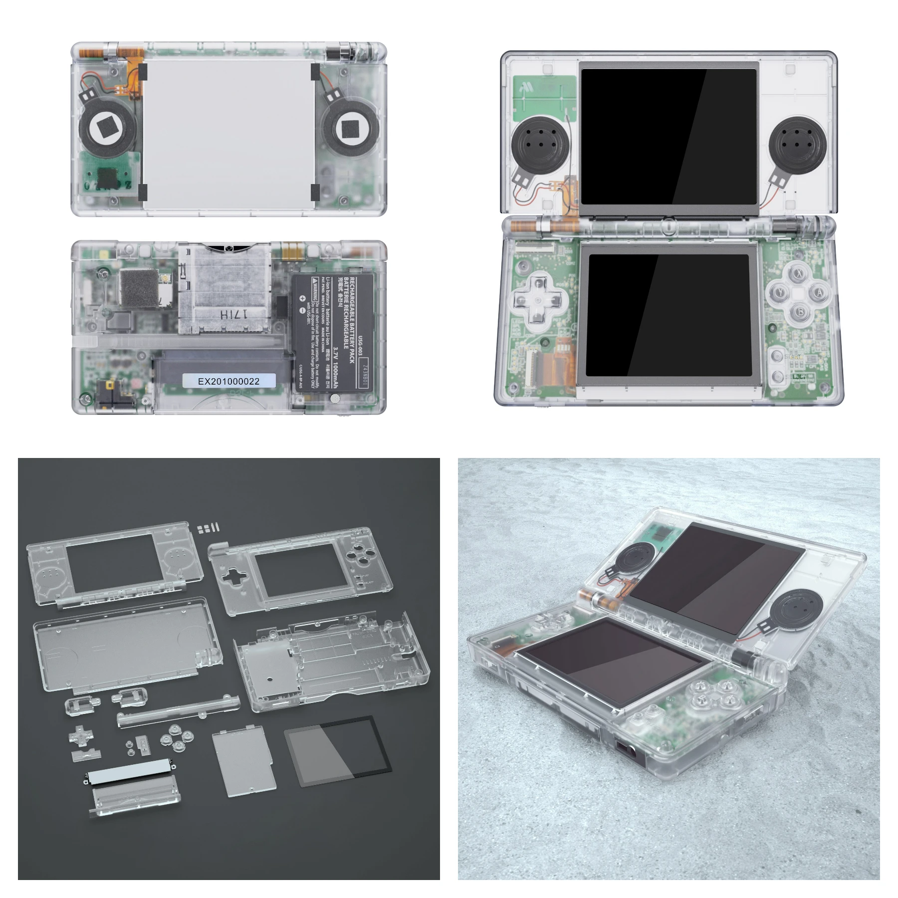 eXtremeRate Replacement Full Housing Shell for Nintendo DS Lite for NDSL - Clear Black