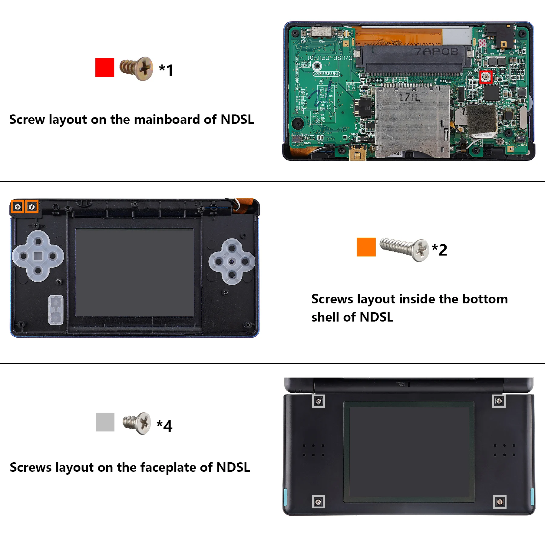 eXtremeRate Replacement Full Housing Shell for Nintendo DS Lite for NDSL - Clear Black