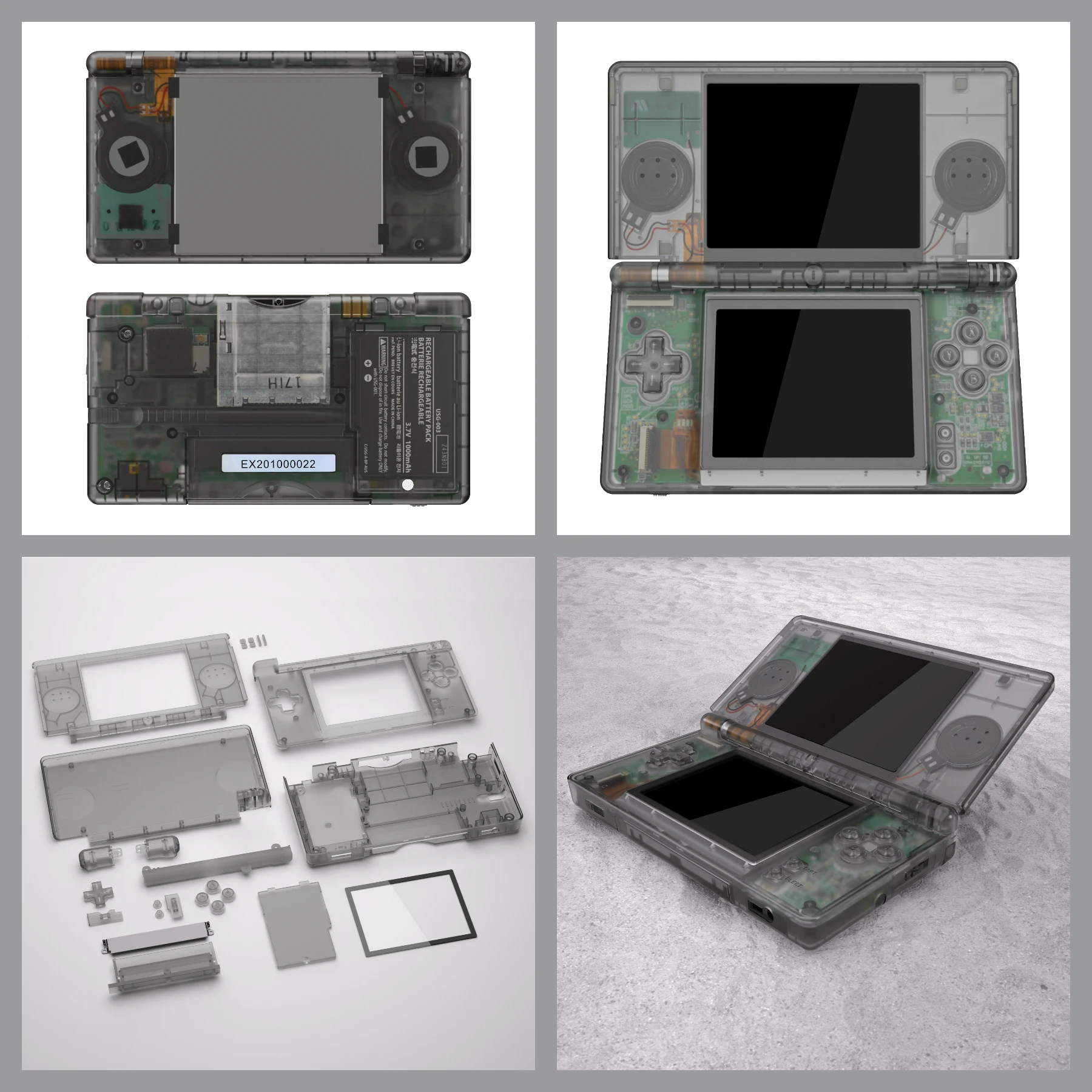 eXtremeRate Replacement Full Housing Shell for Nintendo DS Lite for NDSL - Clear Black