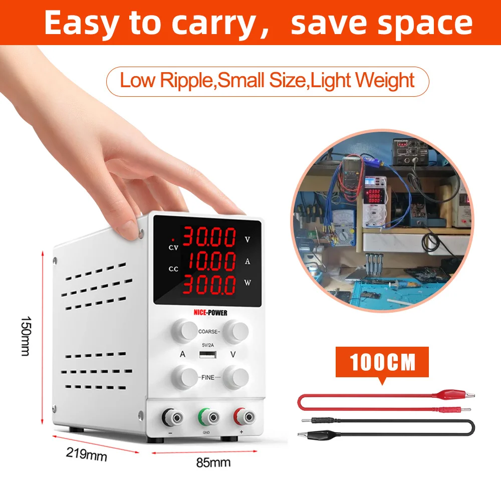 Adjustable DC Lab Power Supply 30V 10A /60V 5A/120V 3A Digital Bench Power Source For Titanium Anodized Repair Voltage Regulator