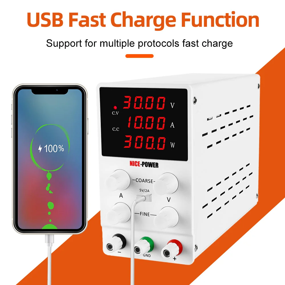 Adjustable DC Lab Power Supply 30V 10A /60V 5A/120V 3A Digital Bench Power Source For Titanium Anodized Repair Voltage Regulator