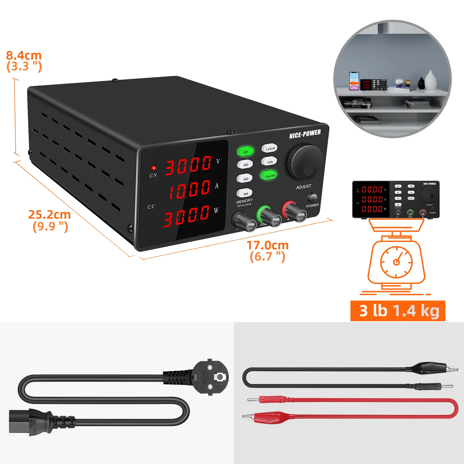 Adjustable DC Lab Power Supply 30V 10A /60V 5A/120V 3A Digital Bench Power Source For Titanium Anodized Repair Voltage Regulator