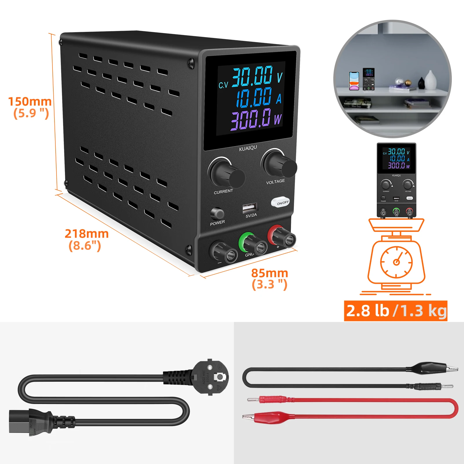 Adjustable DC Lab Power Supply 30V 10A /60V 5A/120V 3A Digital Bench Power Source For Titanium Anodized Repair Voltage Regulator