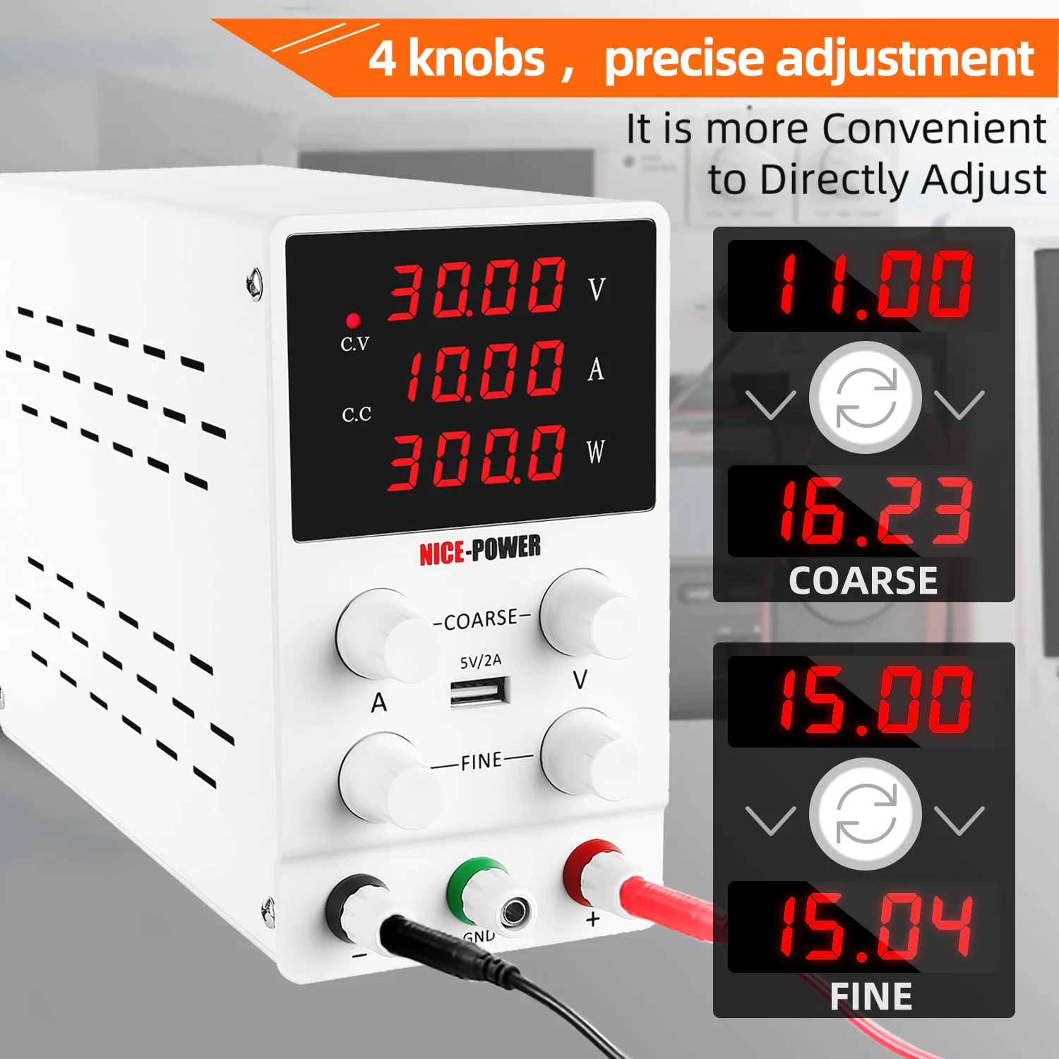 Adjustable DC Lab Power Supply 30V 10A /60V 5A/120V 3A Digital Bench Power Source For Titanium Anodized Repair Voltage Regulator
