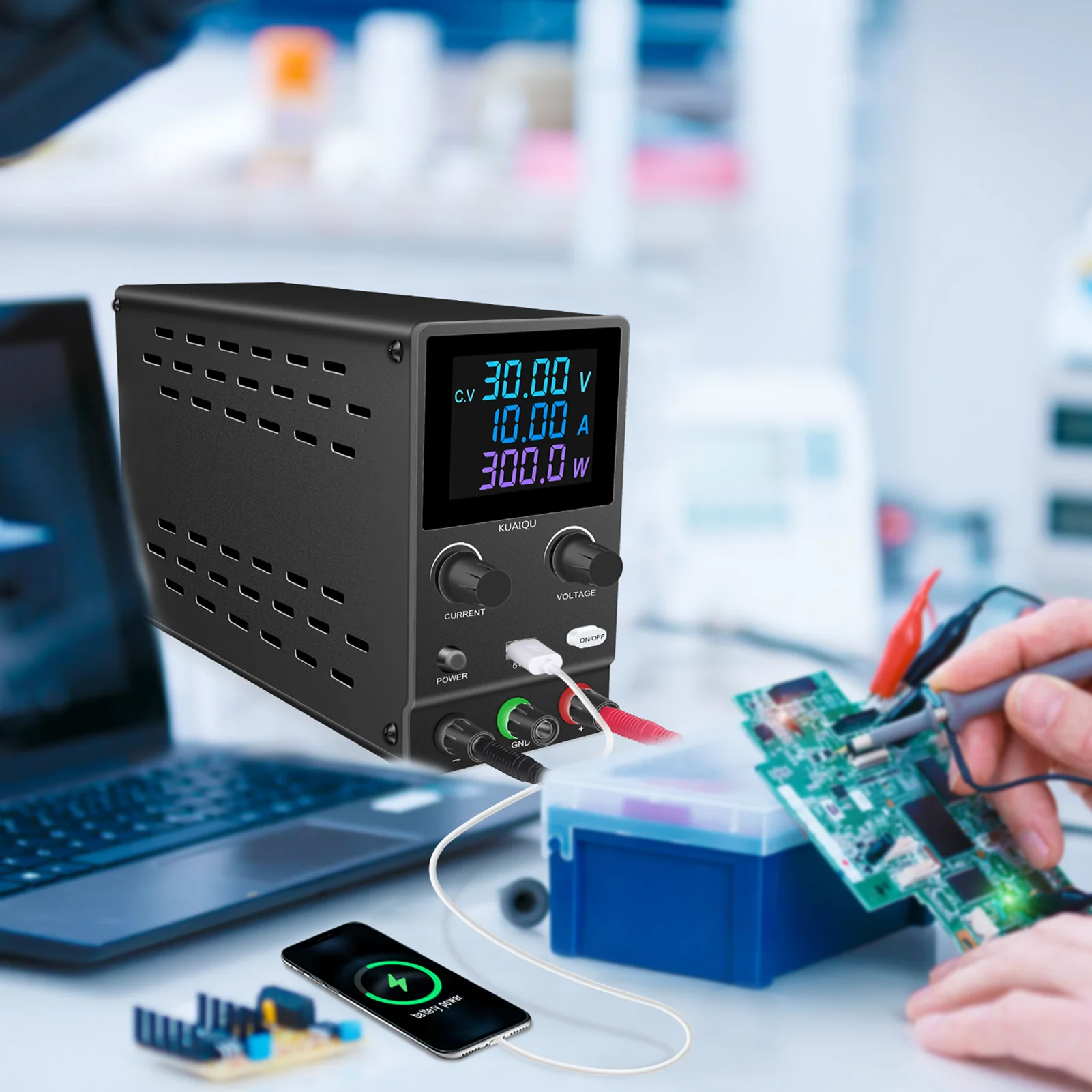Adjustable DC Lab Power Supply 30V 10A /60V 5A/120V 3A Digital Bench Power Source For Titanium Anodized Repair Voltage Regulator