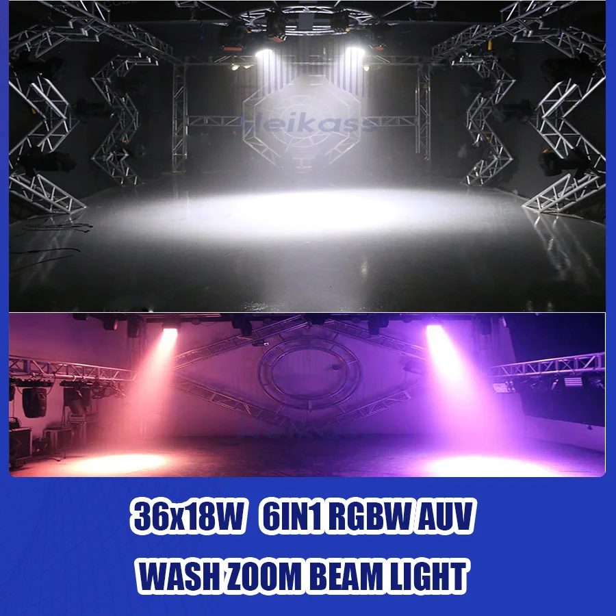LED Lights Wash Zoom 36x18W RGBWA+UV 36x12W RGBW Moving Head Lighting With Flycase For Professional DJ Equipment