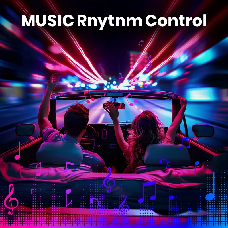 Led Interior Rock Car Lights RGB LED Car lamp Strip Sync to Music Waterproof 4pcs 48 with Bluetooth App Control Auto Decoration