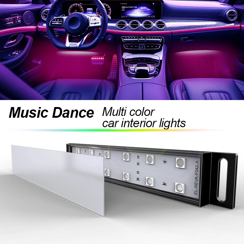 Led Interior Rock Car Lights RGB LED Car lamp Strip Sync to Music Waterproof 4pcs 48 with Bluetooth App Control Auto Decoration