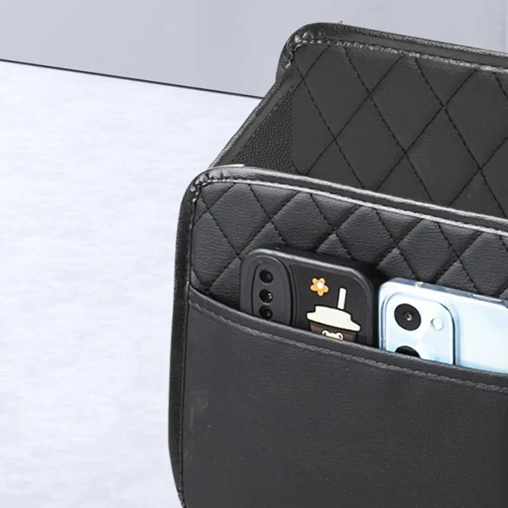 Car Backseat Organizer Leather Pu Leather Car Seat Storage Bag Strong Weight-Bearing Organizer With Cup Holders Multifunctional