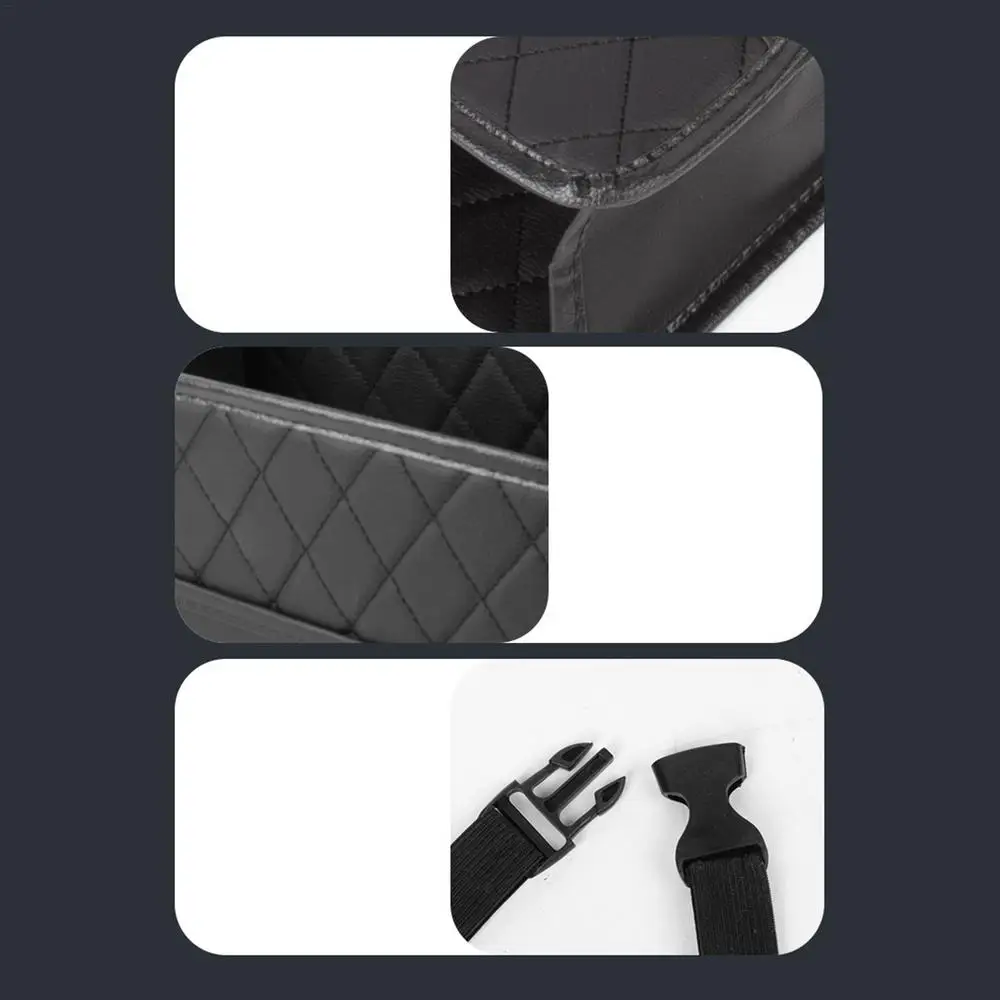 Car Backseat Organizer Leather Pu Leather Car Seat Storage Bag Strong Weight-Bearing Organizer With Cup Holders Multifunctional