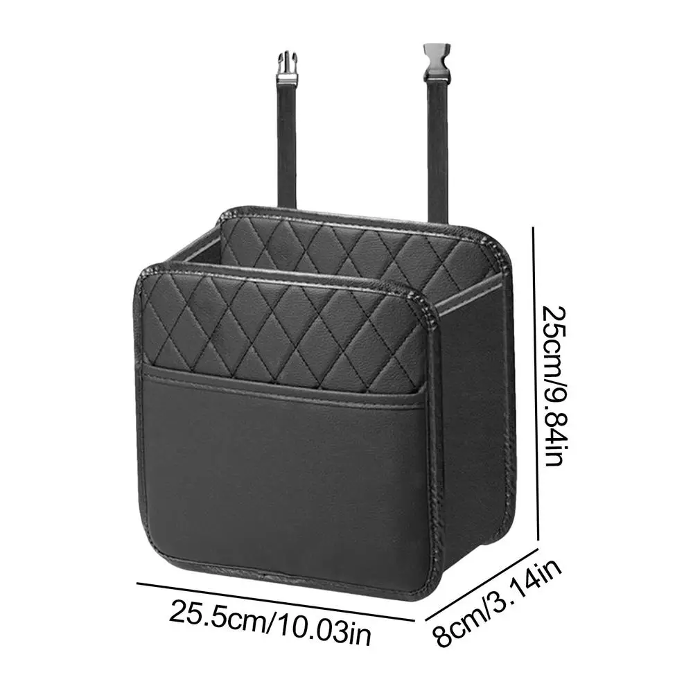 Car Backseat Organizer Leather Pu Leather Car Seat Storage Bag Strong Weight-Bearing Organizer With Cup Holders Multifunctional