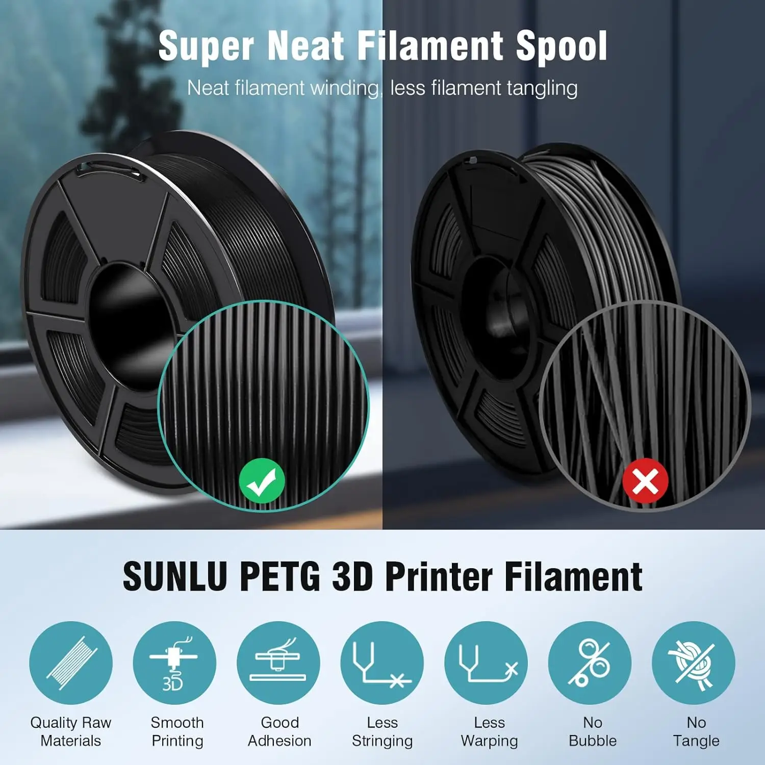 SUNLU 3D Filament PLA/PLA META/PETG/ABS/TPU/PLA MATTE 1.75mm 10Roll 1KG/0.5KG 3D Printer Filament for 3D Printer