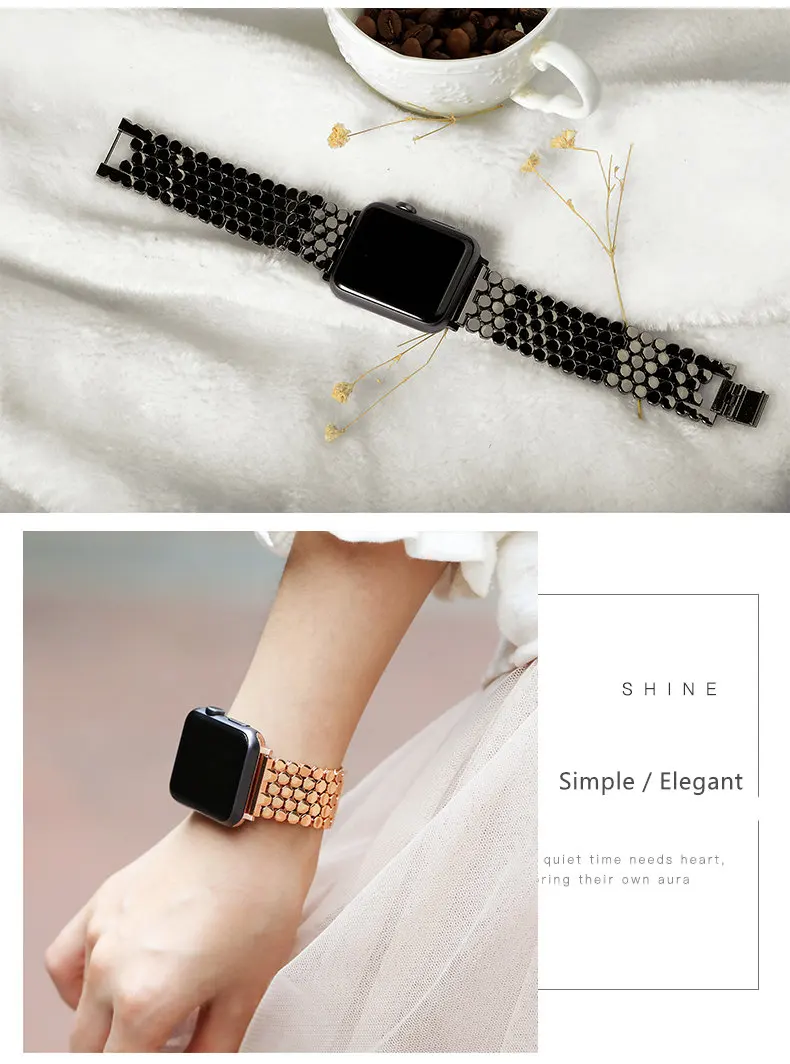 Stainless steel strap for Apple watch band 38mm 42mm Fish-scale Metal Belt Link bracelet iWatch Series 3 4 5 se 6 40mm 44mm band