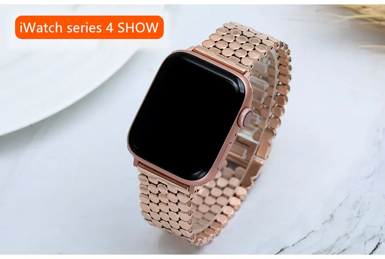 Stainless steel strap for Apple watch band 38mm 42mm Fish-scale Metal Belt Link bracelet iWatch Series 3 4 5 se 6 40mm 44mm band