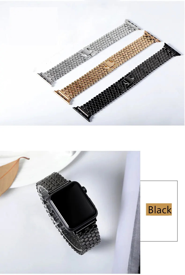 Stainless steel strap for Apple watch band 38mm 42mm Fish-scale Metal Belt Link bracelet iWatch Series 3 4 5 se 6 40mm 44mm band