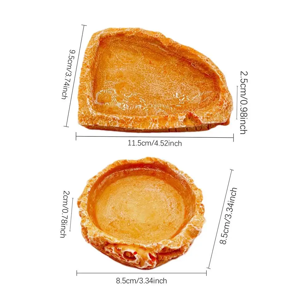 Reptile Water Dish 2pcs Resin Reptile Food Water Dishes Reptile Water Bowls Tank Aquarium Accessory Reptile Feeding Dish For