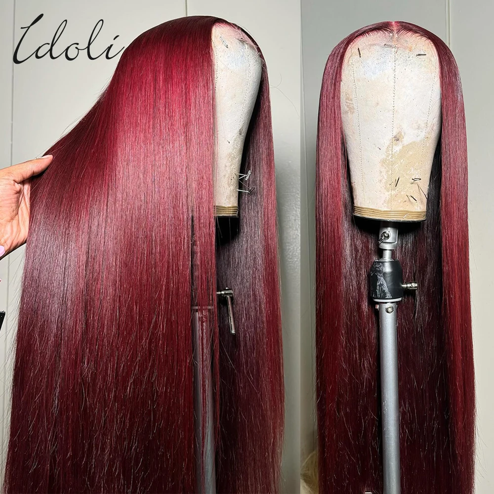 HD Lace Wig 13X6 Human Hair Lace Frontal Wig Burgundy 99J Straight Human Hair Wigs for Woman 30 32 Red Human Hair Wig Lace Front
