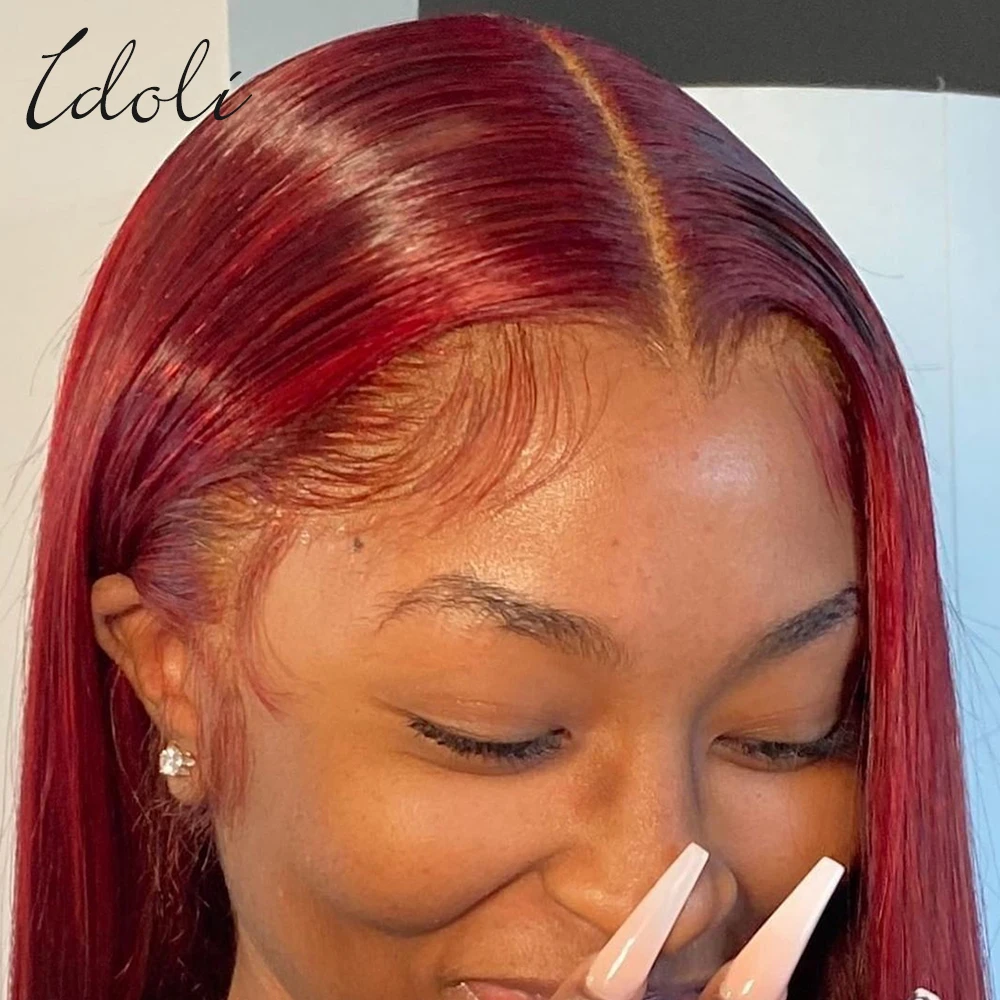 HD Lace Wig 13X6 Human Hair Lace Frontal Wig Burgundy 99J Straight Human Hair Wigs for Woman 30 32 Red Human Hair Wig Lace Front