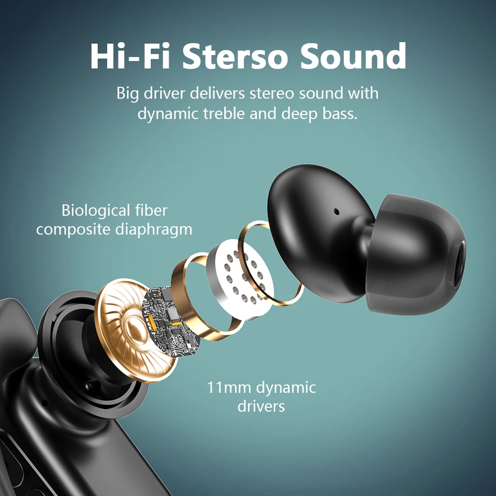 Mpow T68 TWS Wireless Earbuds Bluetooth 5.3 In Ear Earphones LED Digital Display True Wireless Headphones for Gym Sports Work