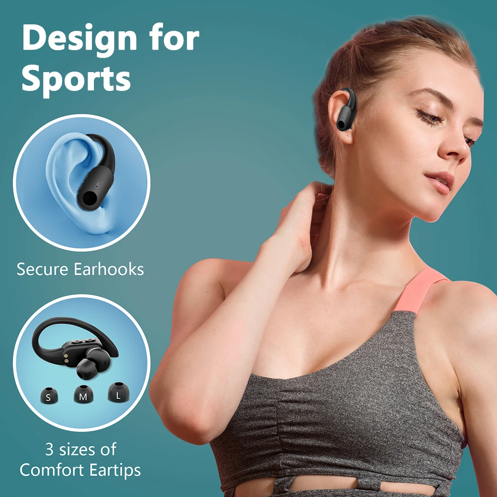 Mpow T68 TWS Wireless Earbuds Bluetooth 5.3 In Ear Earphones LED Digital Display True Wireless Headphones for Gym Sports Work