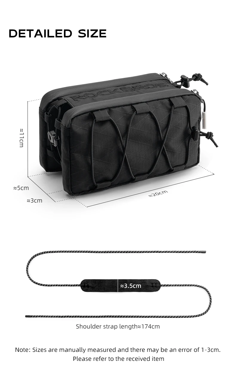 ROCKBROS Bicycle Bag Cycling Top Front Tube Frame Bag Easy Install 1L Large Capacity Storage Bike Bag MTB Road Cycling Accessory