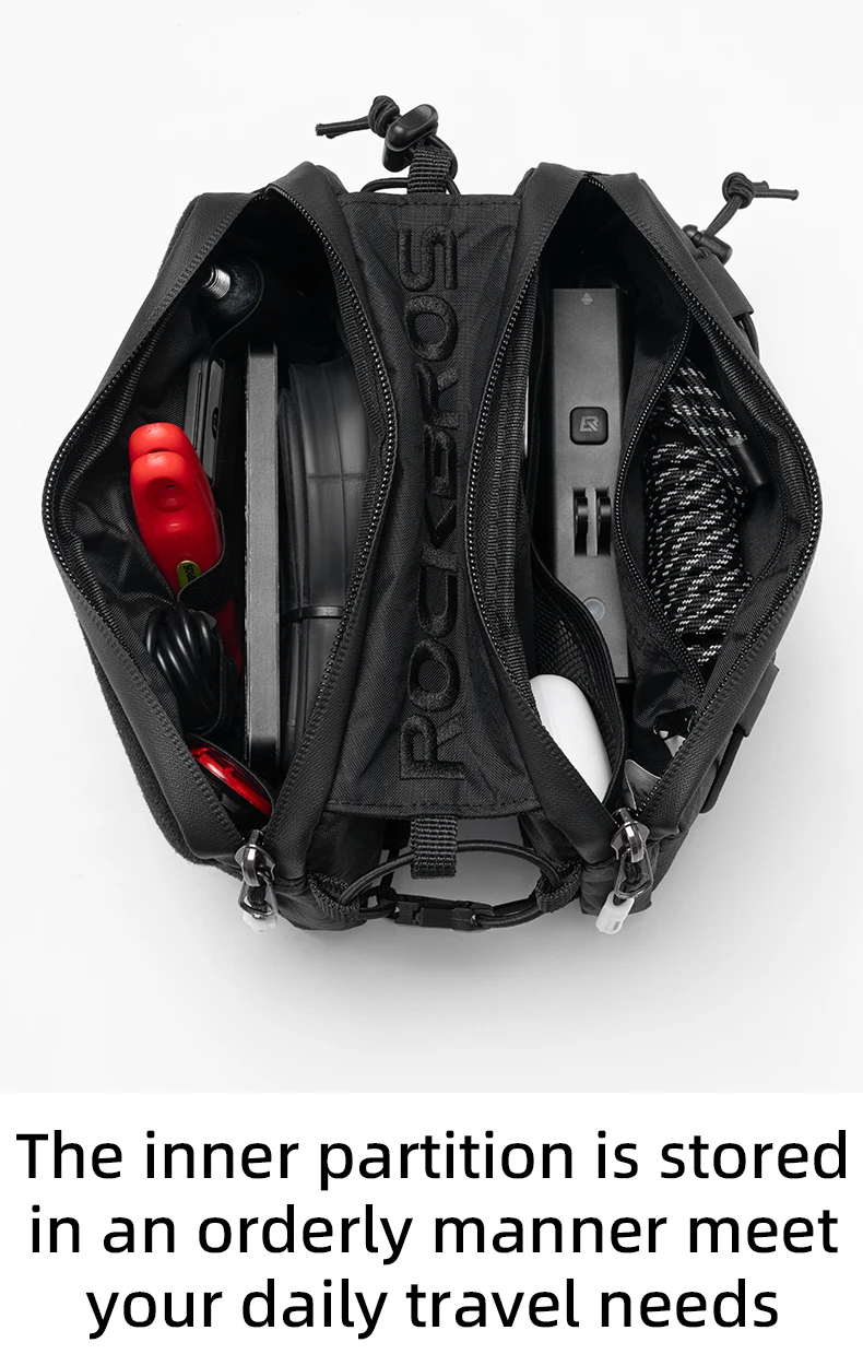 ROCKBROS Bicycle Bag Cycling Top Front Tube Frame Bag Easy Install 1L Large Capacity Storage Bike Bag MTB Road Cycling Accessory
