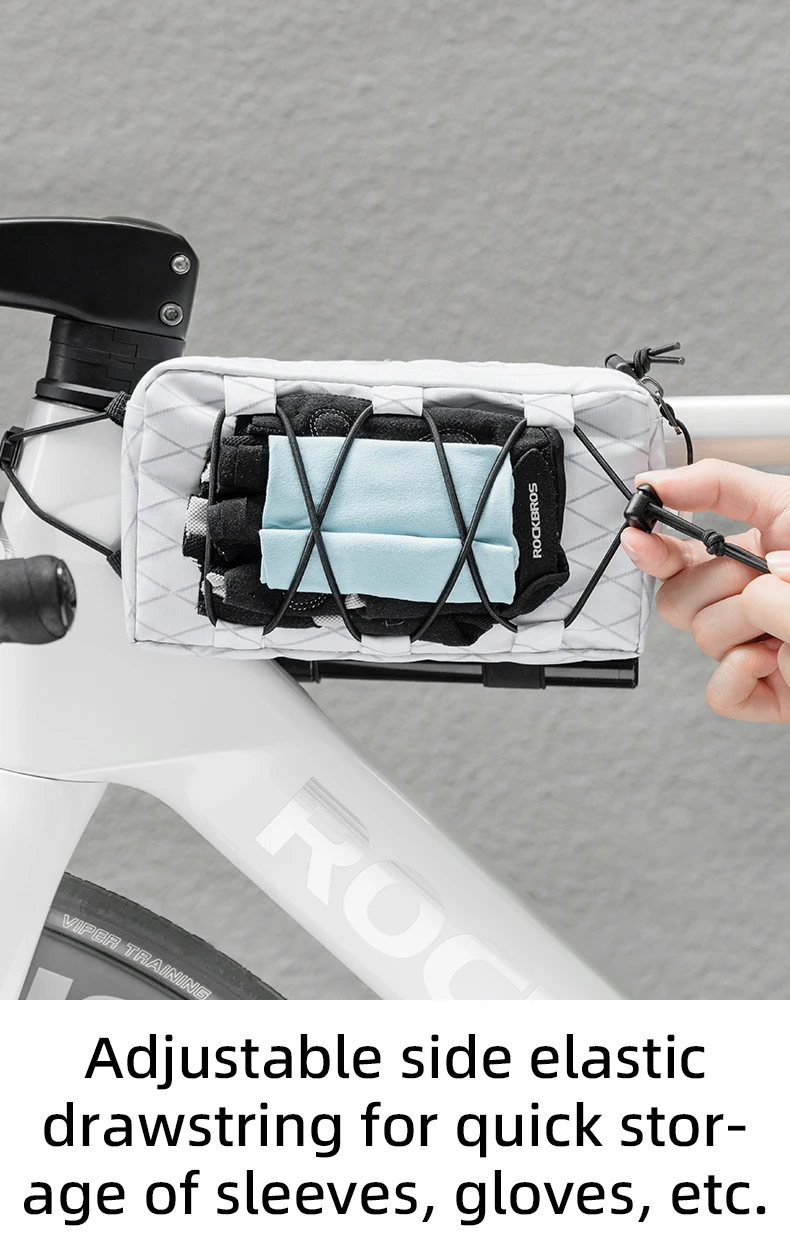 ROCKBROS Bicycle Bag Cycling Top Front Tube Frame Bag Easy Install 1L Large Capacity Storage Bike Bag MTB Road Cycling Accessory