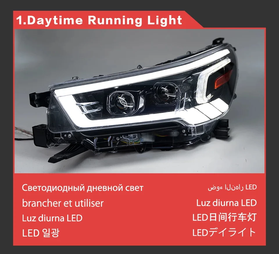 AKD Head Lamp for Toyota HILUX REVO LED Headlight 2021-2022 Headlights HILUX DRL Turn Signal High Beam Angel Eye Projector Lens