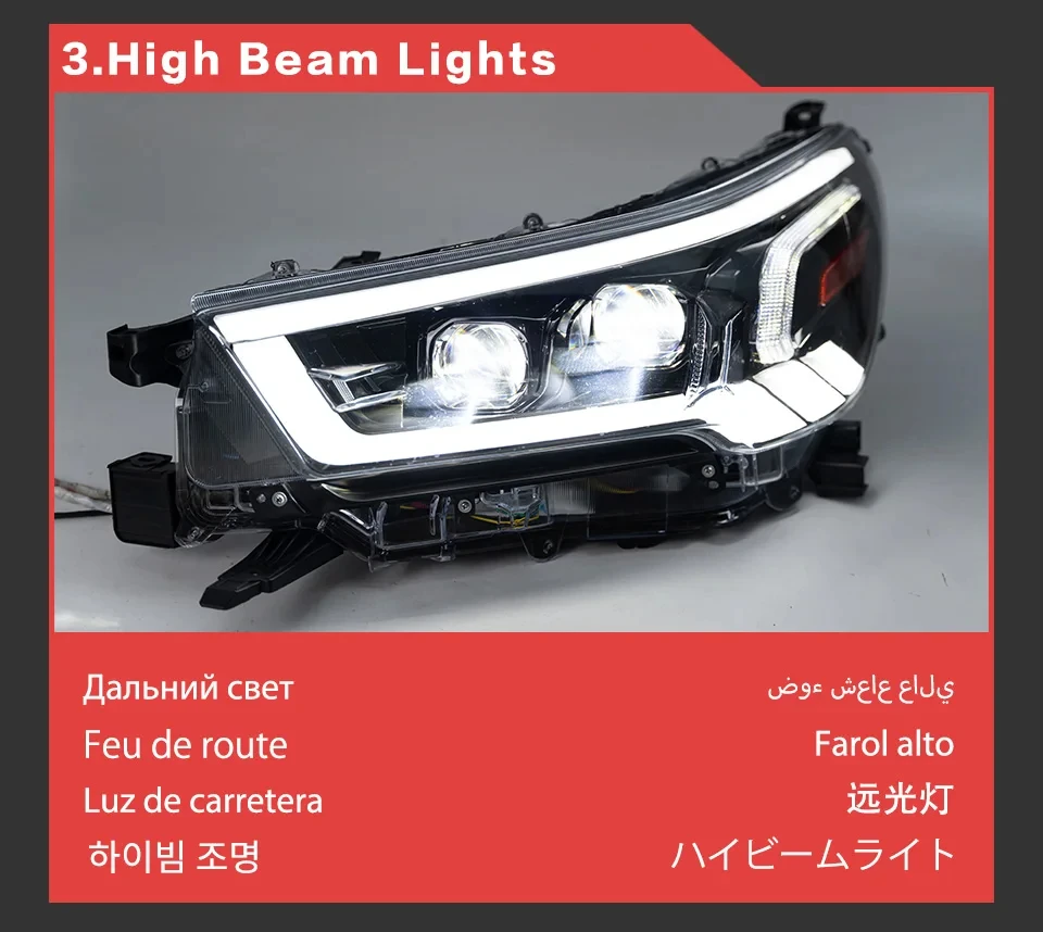 AKD Head Lamp for Toyota HILUX REVO LED Headlight 2021-2022 Headlights HILUX DRL Turn Signal High Beam Angel Eye Projector Lens
