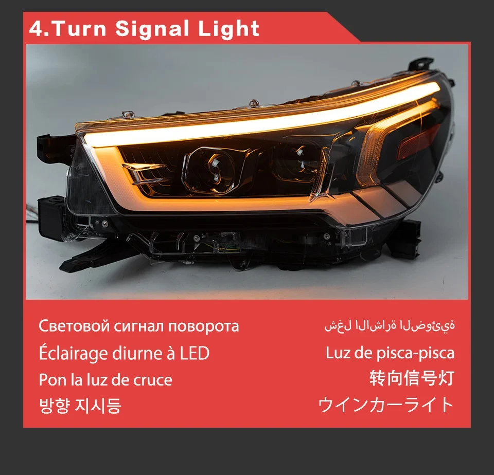 AKD Head Lamp for Toyota HILUX REVO LED Headlight 2021-2022 Headlights HILUX DRL Turn Signal High Beam Angel Eye Projector Lens