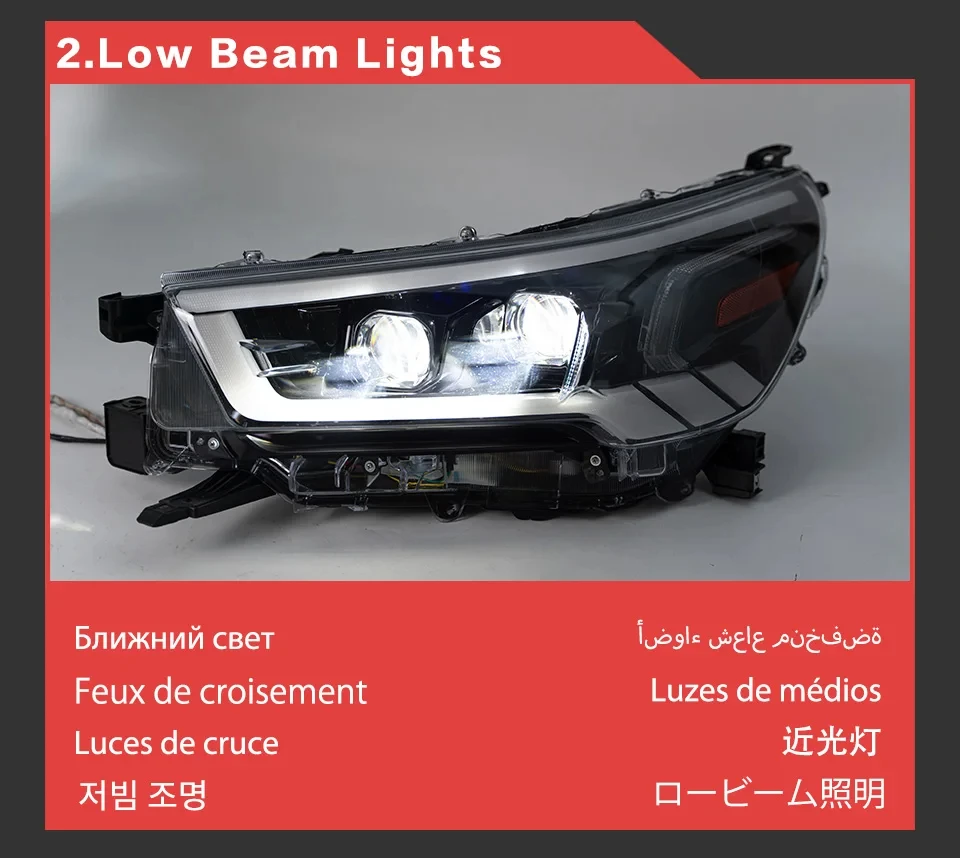 AKD Head Lamp for Toyota HILUX REVO LED Headlight 2021-2022 Headlights HILUX DRL Turn Signal High Beam Angel Eye Projector Lens