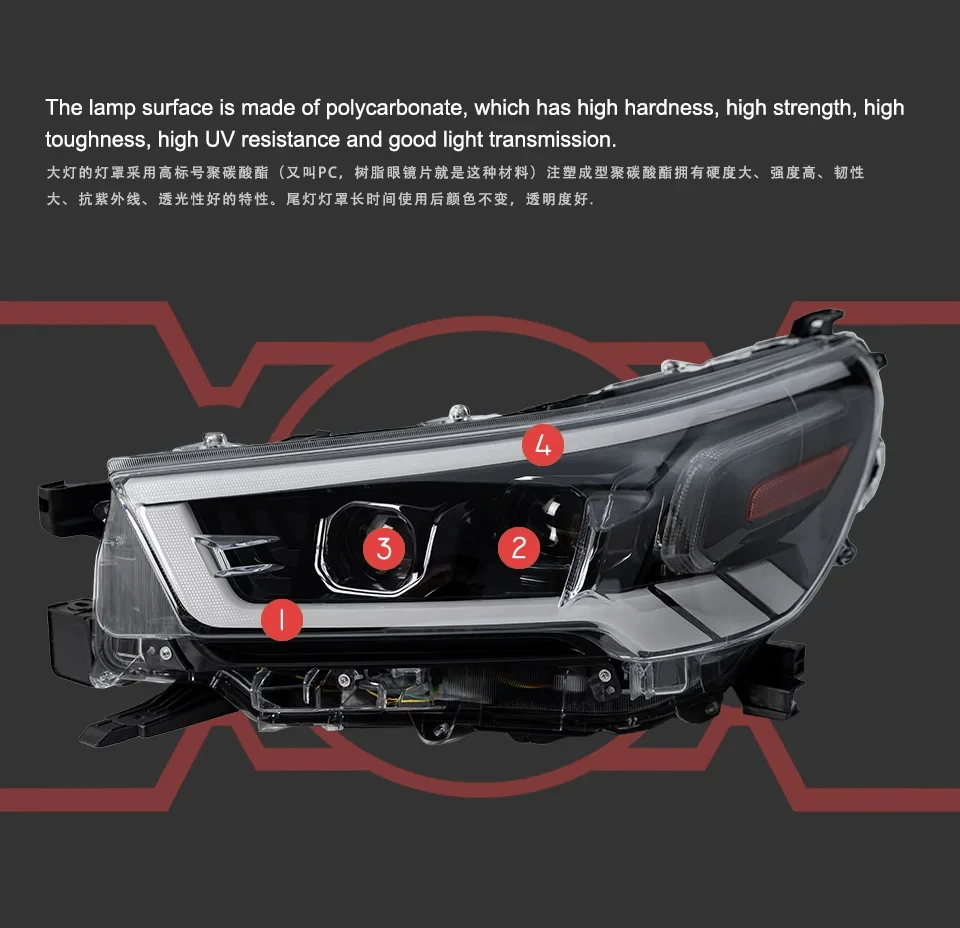 AKD Head Lamp for Toyota HILUX REVO LED Headlight 2021-2022 Headlights HILUX DRL Turn Signal High Beam Angel Eye Projector Lens
