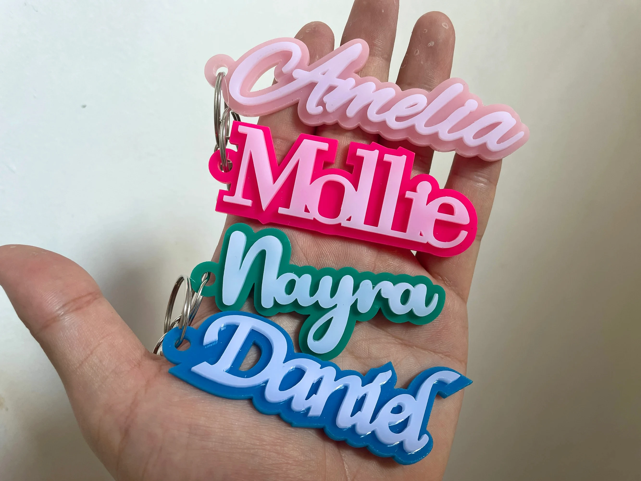 DHQH Customized Name Stainless Steel Acrylic Keychain Backpack Diaper Bag Lunch Box Name Label Personalized Acrylic Keychain
