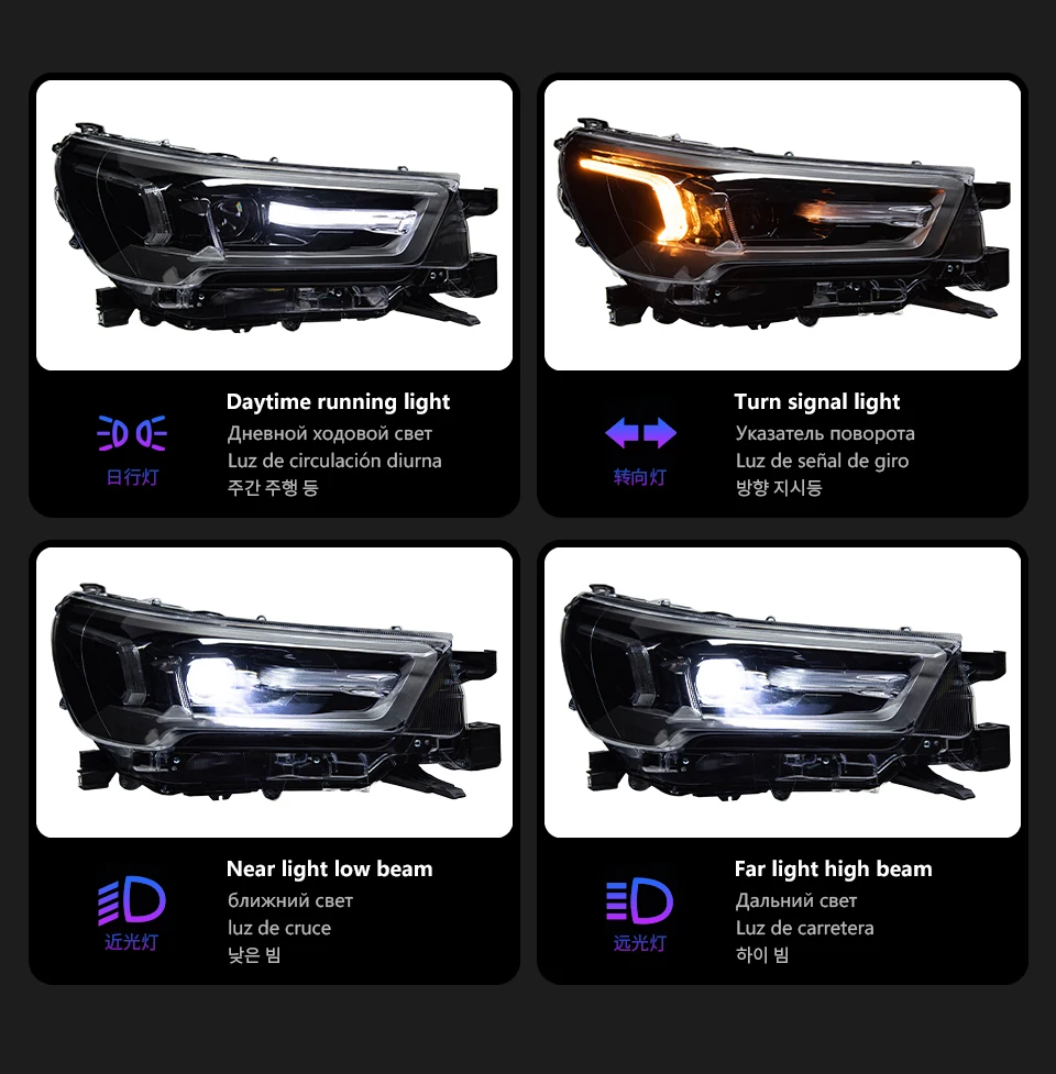 Car Lights for Toyota HILUX REVO ROCCO LED Headlight 2021-2024 HILUX Lamp Drl Projector Lens Automotive Accessories