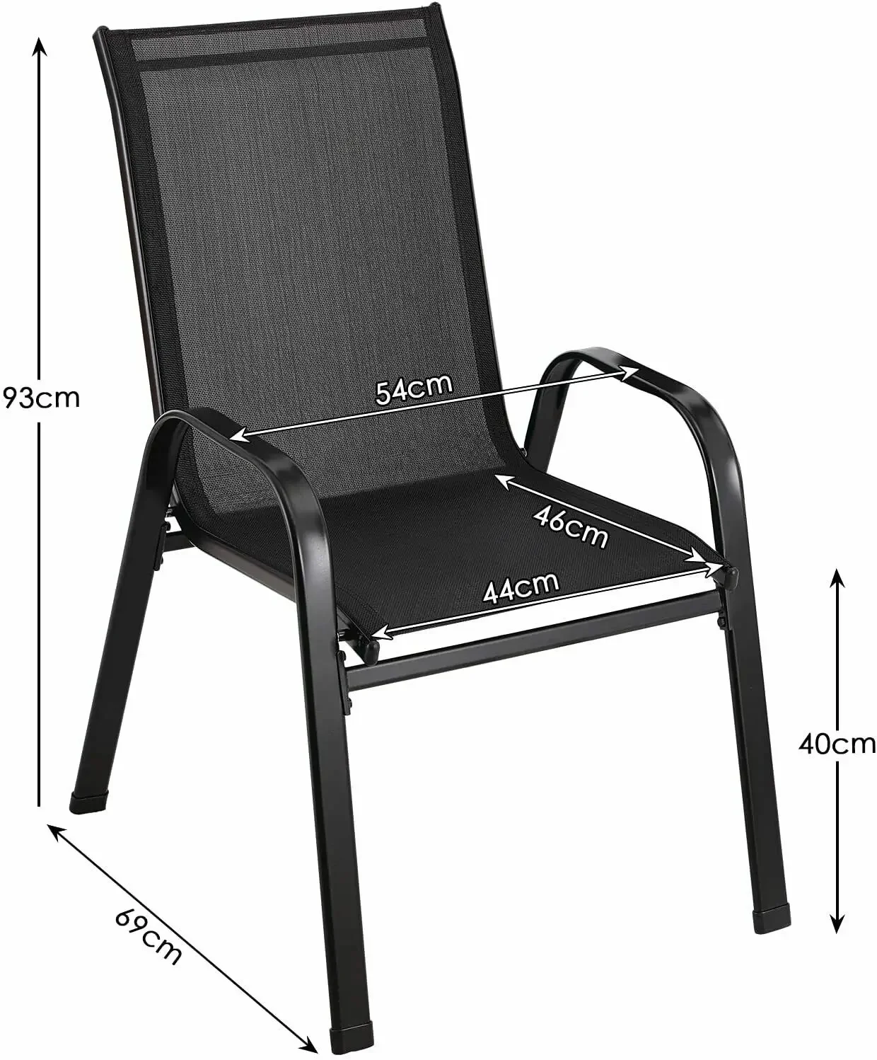 4PCS Garden Chairs Steel-iron+Teslin Fabric Folding High Back Balcony Chair Camping Chair Outdoor Seating Group Black