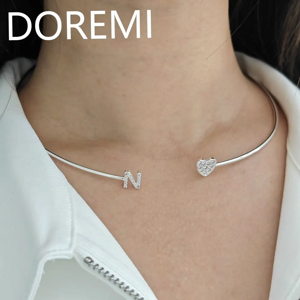 DOREMI Colorful Zircon Letters Initial Letter Name Necklace Private Custom Gift Jewelry Necklace Initial Letter Choker