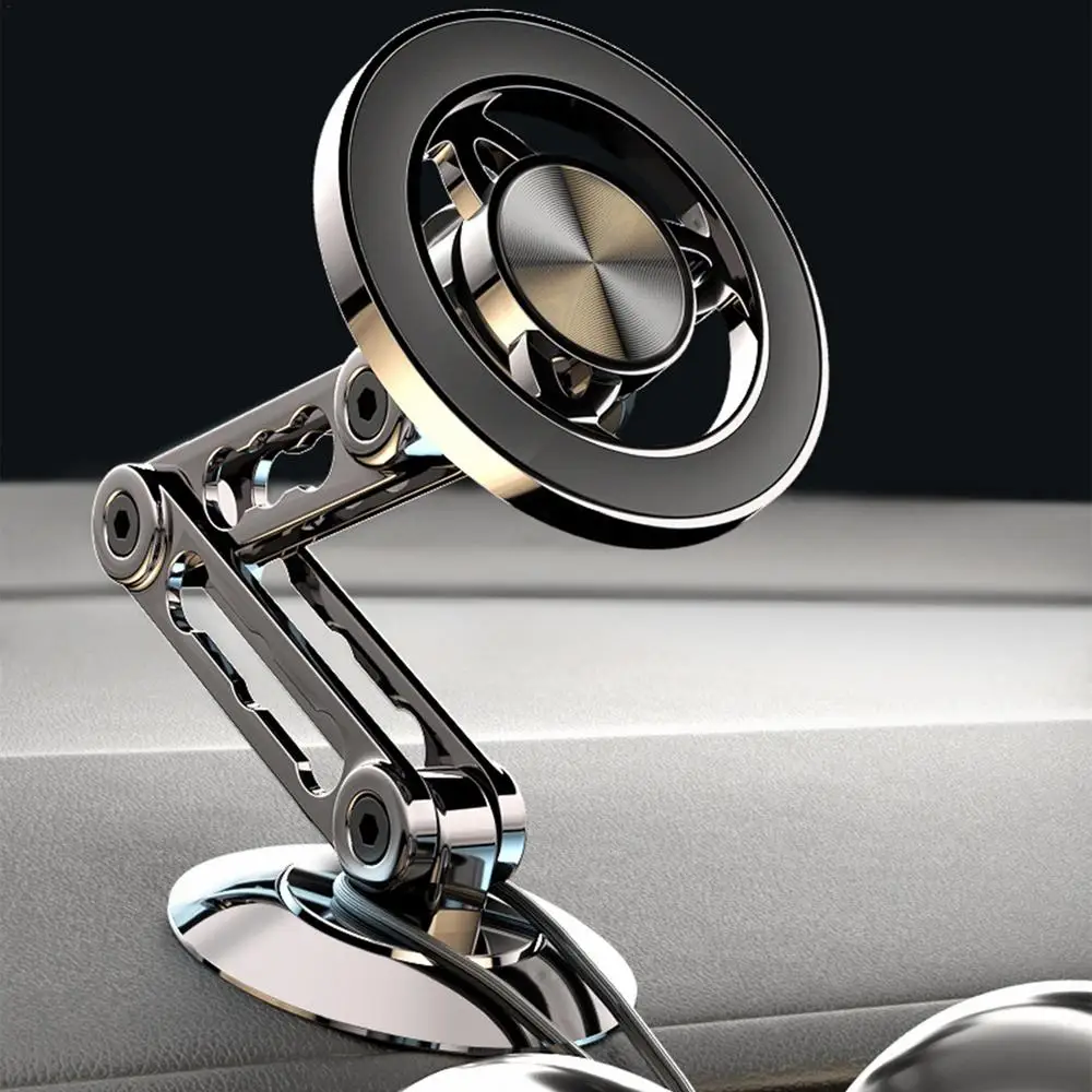 Magnetic Car Phone Holder Mount Ultra Magnetic Alloy Car Phone Mount Aluminum Alloy Long Arm Holder 360 Rotation Folding