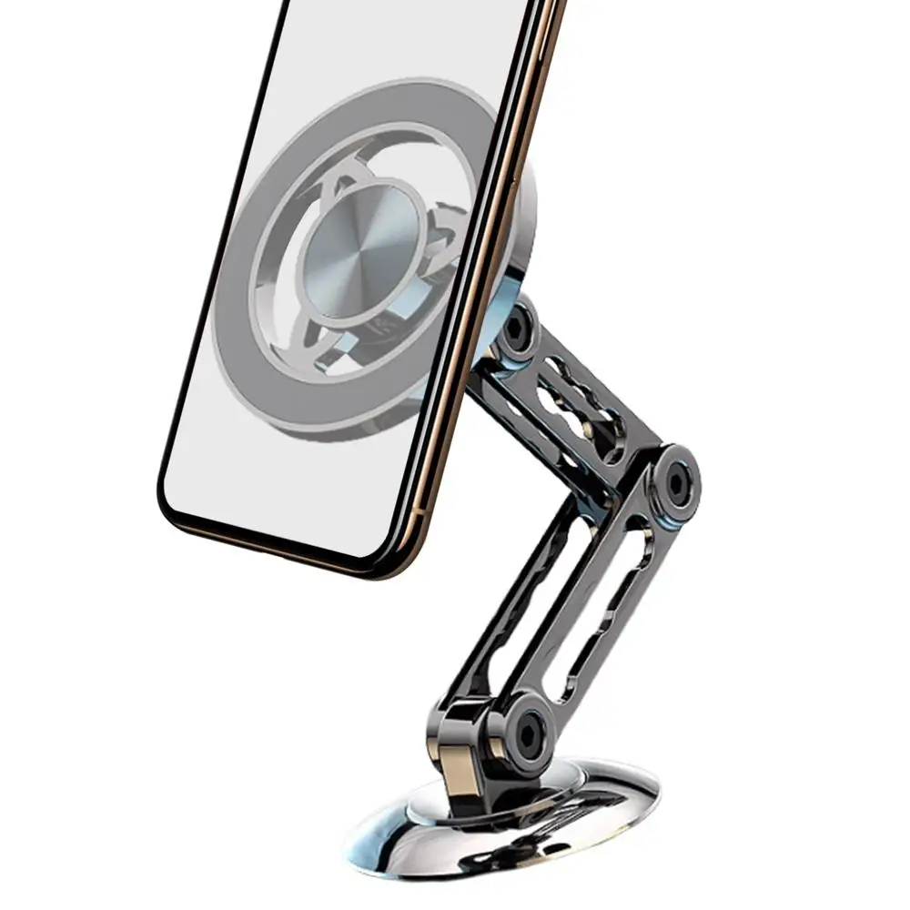 Magnetic Car Phone Holder Mount Ultra Magnetic Alloy Car Phone Mount Aluminum Alloy Long Arm Holder 360 Rotation Folding