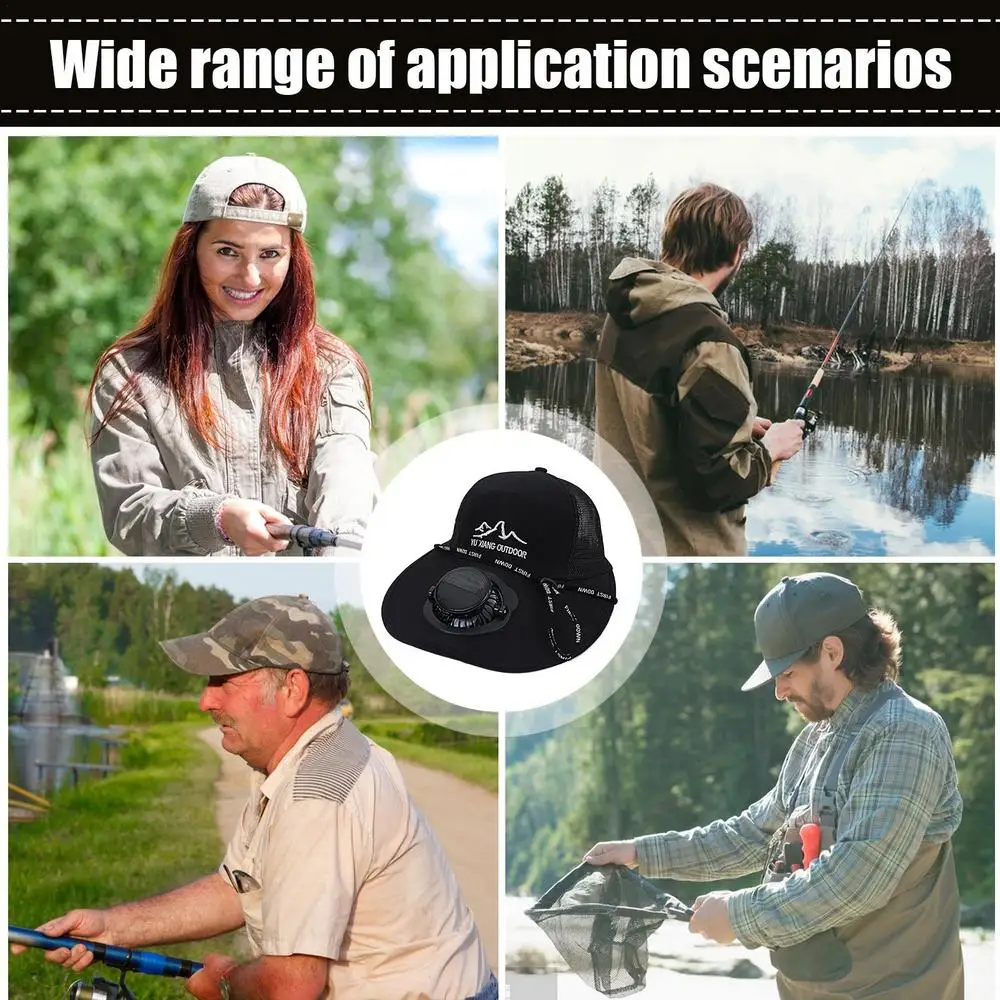 Men Women Hat Solar Energy&USBCharging Fan Caps Fishing Hats With Cooling Fan Sun Protection For Casual Outdoor Sports