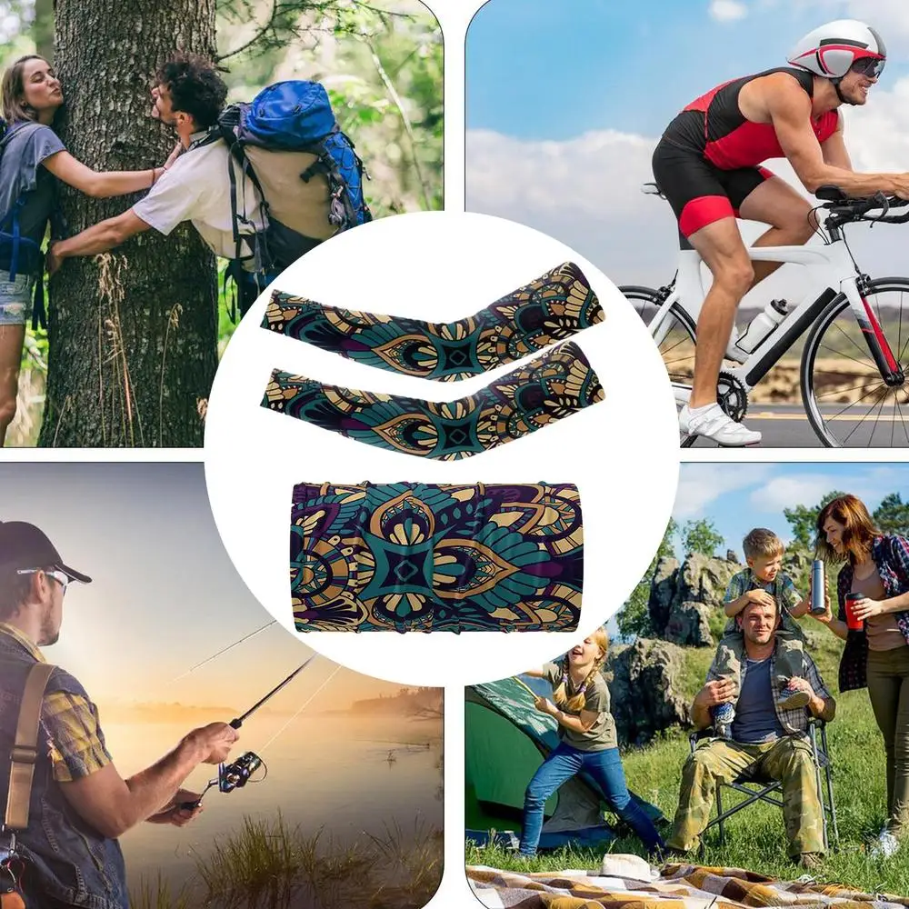 Men's Arm Sleeves Outdoor Cooling Ice Silk Arm Protection Sleeves Moisture-Wicking Outdoor Arm Sleeves For Cycling Fishing
