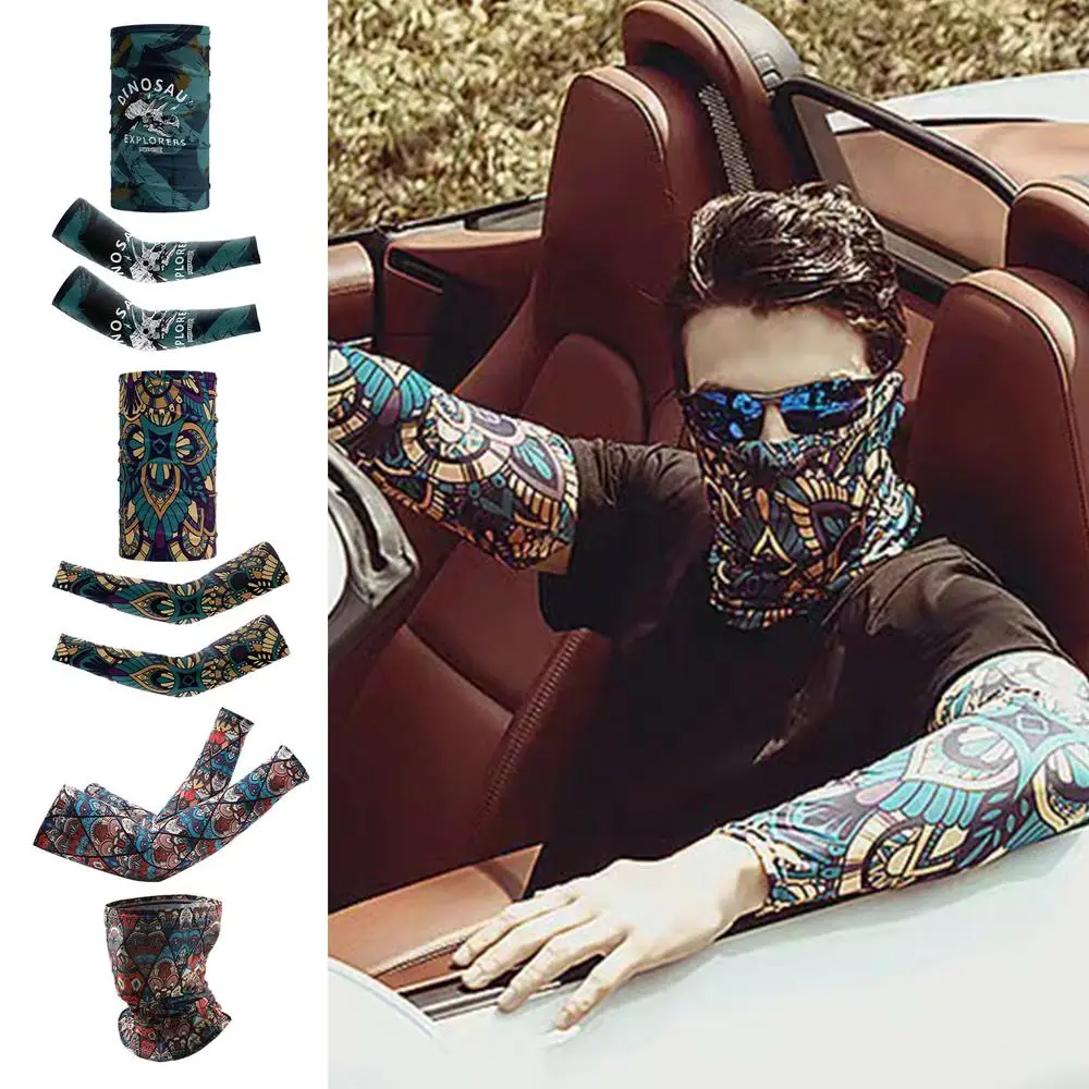 Men's Arm Sleeves Outdoor Cooling Ice Silk Arm Protection Sleeves Moisture-Wicking Outdoor Arm Sleeves For Cycling Fishing